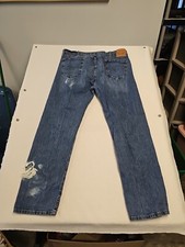 Levi's 505 Men Jeans 40x32 Straight Regular Fit Denim Distressed