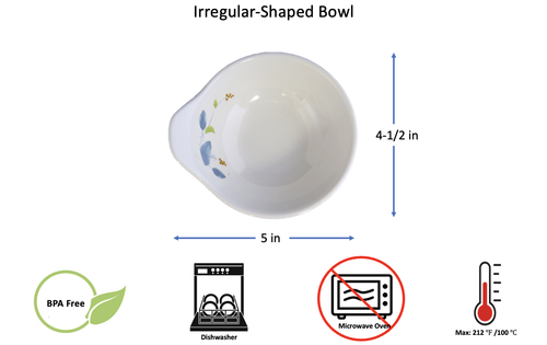 Melamine Seasoning Condiment Side Snack Dish Bowl 6 oz White W/ Flower Printing - Picture 3 of 12