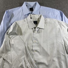  2 David Donahue Dress Shirt Mens 18 34/35 Cotton Long Sleeve Button Up Casual