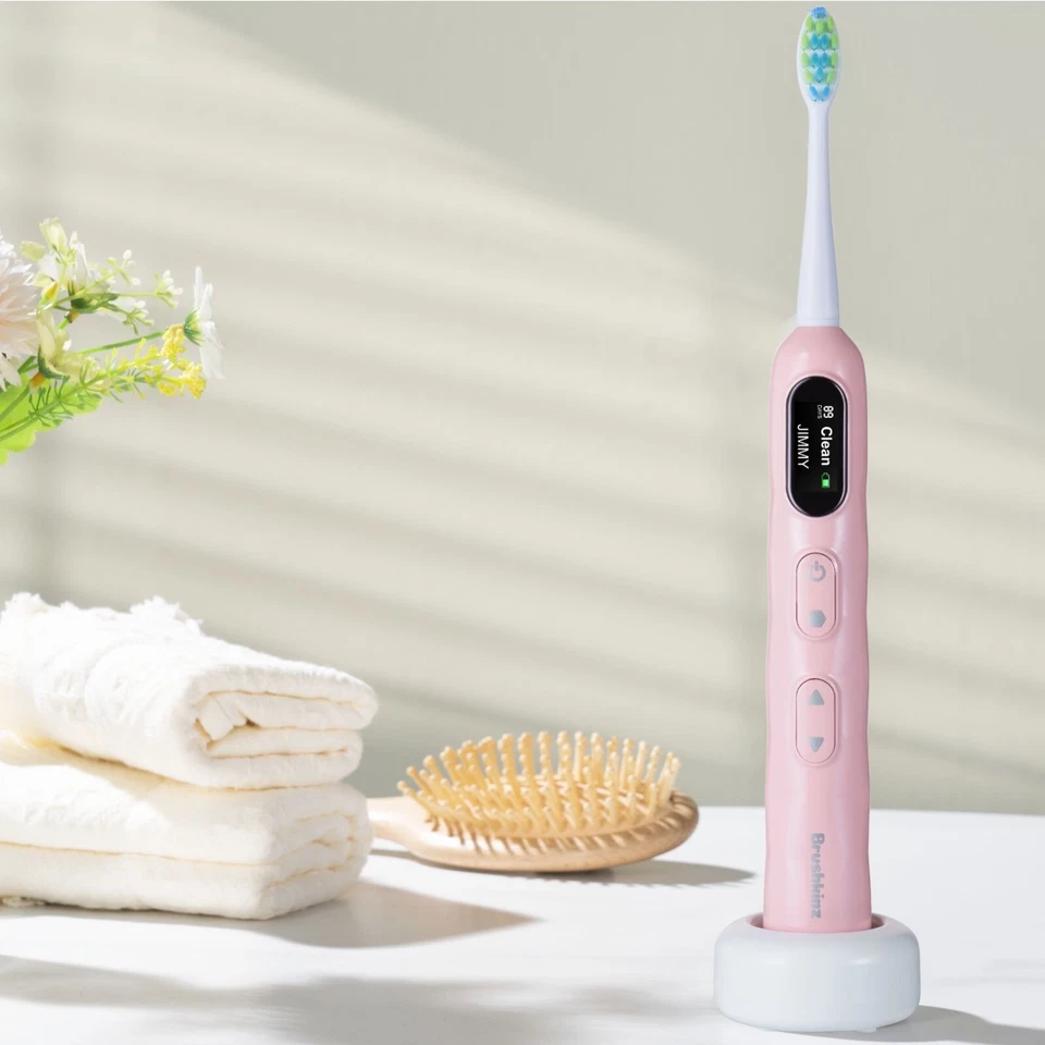 Cepillo de dientes eléctrico sónico pantalla LED 5 modos 4 cabezales de cepillo recarga inalámbrica Foto 3 de 4