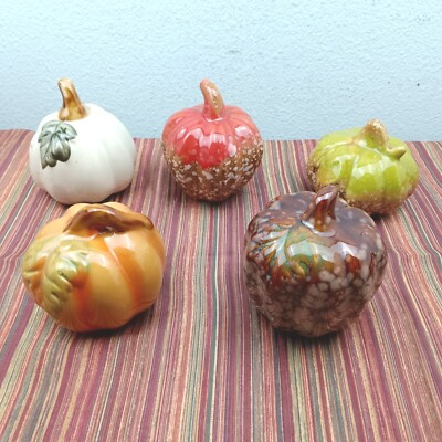 5 x Greenbrier 4'' Ceramic Pumpkins Speckled Thanksgiving Halloween Autumn Fall