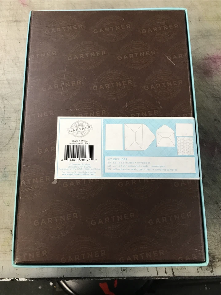 KIT INVITACIÓN JARDINERO CON TARJETA DE RESPUESTA, 50 UNIDADES NUEVO PRECINTADO BLANCO Y NEGRO Foto 2 de 2