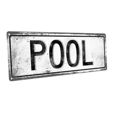 Pool Metal Sign; Wall Decor for Porch, Patio, or Deck