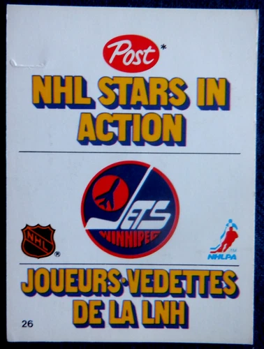 Post NHL Stars in Action stand-up #26 1981 -82, Dave Babych - Jets