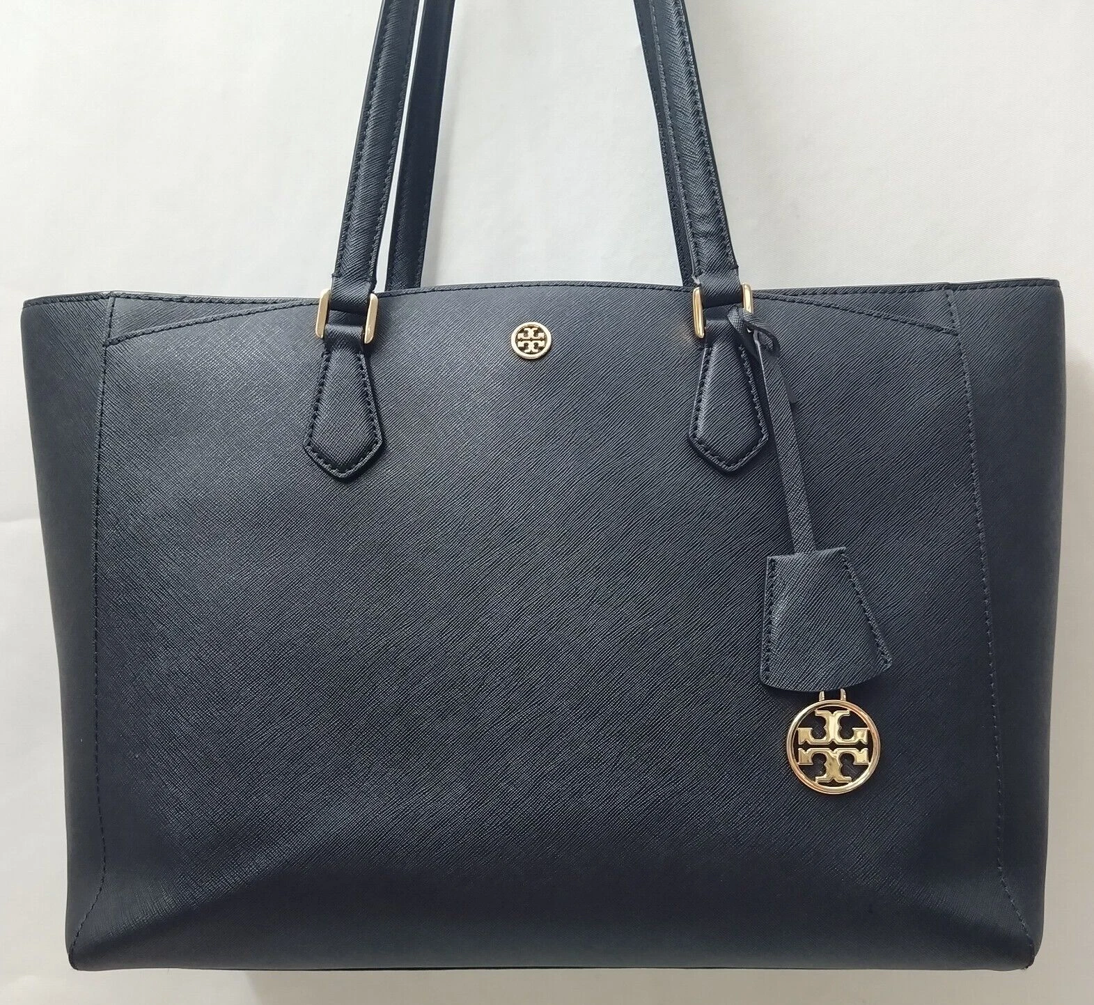 Borsa grande Tory Burch Robinson in pelle nera con doppio manico