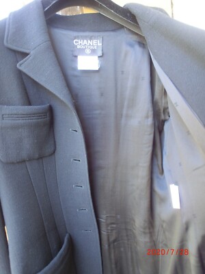 USED CHANEL RARE VINTAGE BOUTIQUE BLACK SUIT 2 PIECES SKIRT