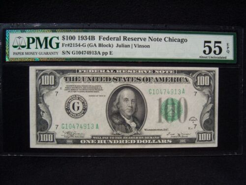 $100 Federal Reserve Note Series 1934B FR2154-G Chicago GA Block