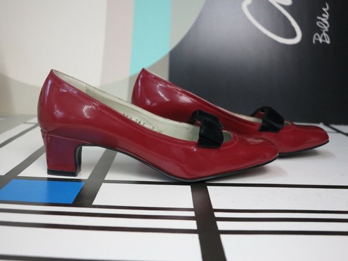 Red Ladies Shoes 5.5 Pumps Ballerinas 70s TRUEVINTAGE Women Shoes - Picture 2 of 10