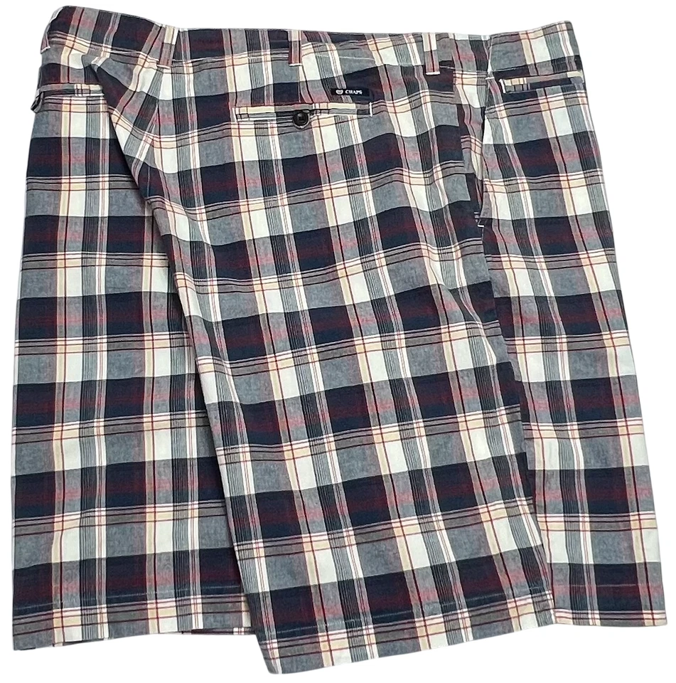 Chaps Shorts Mens (42) Plaid Flat Front Chino 100% Cotton Inseam 10" Golf Casual - Image 4 of 4
