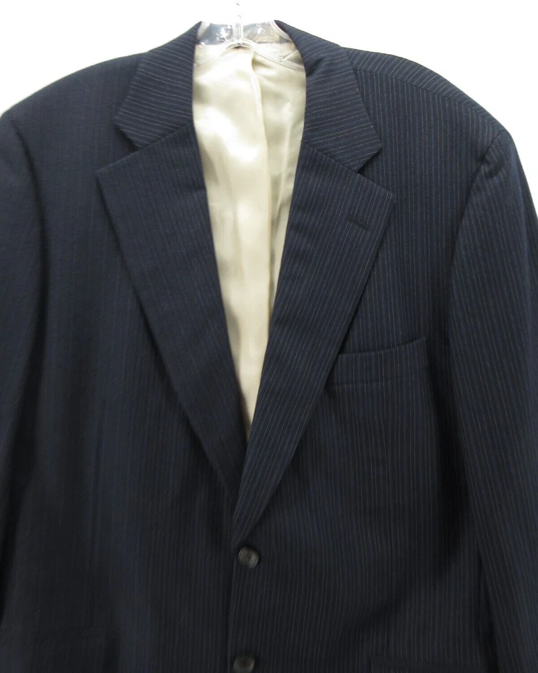 VINTAGE Paul Stuart Sport Coat Men 43 Long Blue Blazer Wool Cashmere Super 120s - Image 2 of 4