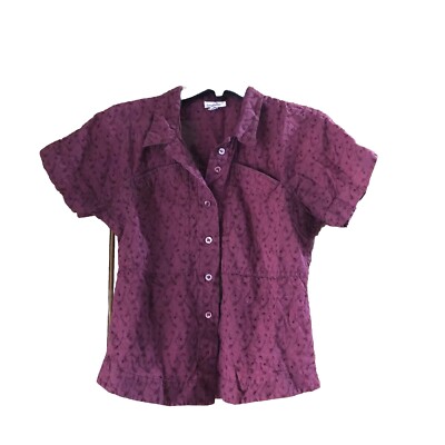Vintage Byblos Italian Shirt Womens Size 42 / US 8 Eyelet Embroidered Cotton Red