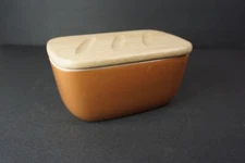 Terracotta Dowan Porcelain Butter Keeper Deep Dish Wooden Lid Storage