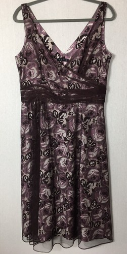 Coast Dress Purple Silk Floral Netting Overlay Sequins Side Zipper V Neck Event - Picture 2 of 18