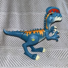 Jurassic World JW 7" Dilophosaurus Raptor w/ Lights  Sounds Blue Dinosaur A4