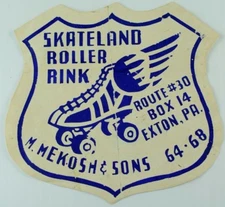 1930's-50's Skateland Roller Rink, Exton, Pa. Label Vintage B4