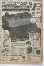 1958 newspaper ad for Underwood Jewell Portable Typewriter - beautiful efficient thumbnail