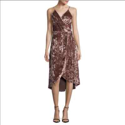 Lord Taylor Design Lab Velvet Wrap Dress in Mocha Size: S