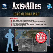 Axis & Allies 1940 Global Map Tabletop Board World War 2 Renegade Games