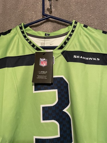 Nike On Field Seattle Seahawks Lime Green Russell Wilson NFL Jersey Women’s S - Picture 5 of 6
