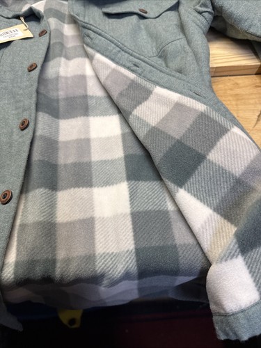 Red Head Fleece Lined Flannel Jacket Men Size Small Blue & Gray Plaid - Picture 4 of 5