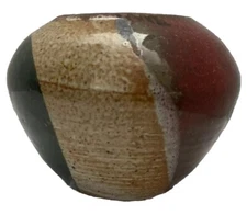 Studio Art Pottery Ceramic Vase Multi Color Glaze MCM -  Signed "Filip" Vintage