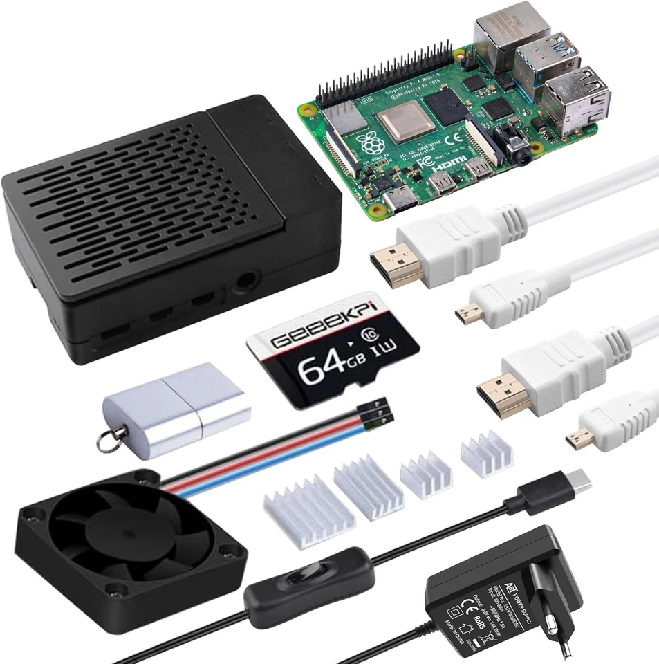 Raspberry Pi 4 4GB Bundle Starter Kit inklusive 64GB SD Karte Gehäuse Lüfter ... - Bild 4 von 4