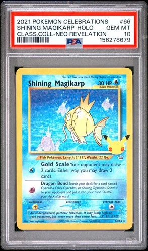 PSA 10 Shining Magikarp 66/64 Pokemon Celebrations Classic Collection Neo 2021