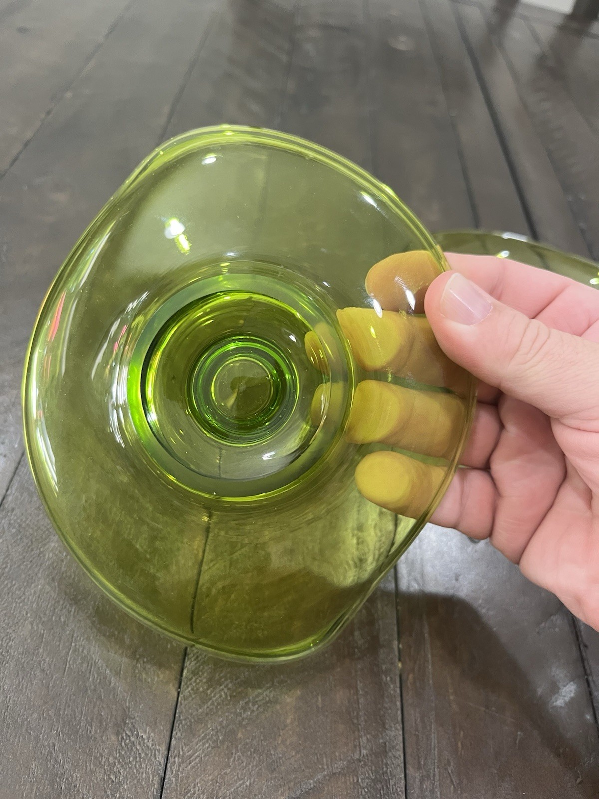 Viking Art Amoebic Epic Glass Candle Holders #1196 Avocado Green Set of 2 MCM