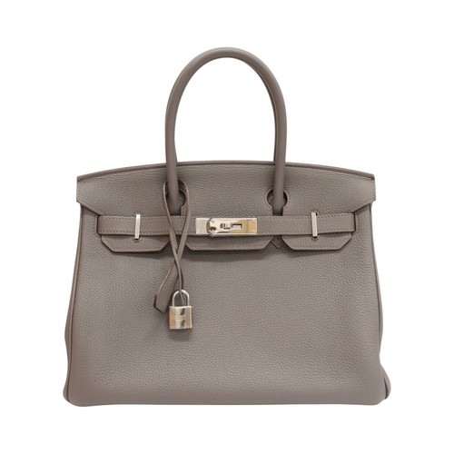 HERMES Birkin 30 Handbag Togo Leather 8F Etain 口R Stamp