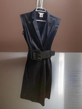 GUESS by Marciano Women’s Black Sleeveless Belted Tailored Wrap Dress Small