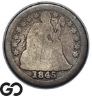 1845-O Seated Liberty Dime, Large "O", Better New Orleans Variety