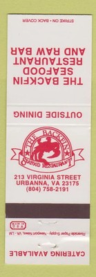 Matchbook Cover - Backfin Seafood Urbanna VA