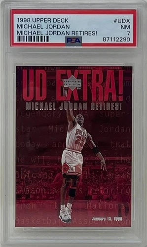 Michael Jordan 1998 Upper Deck Retires! Chicago Bulls Basketball Card #UDX PSA 7
