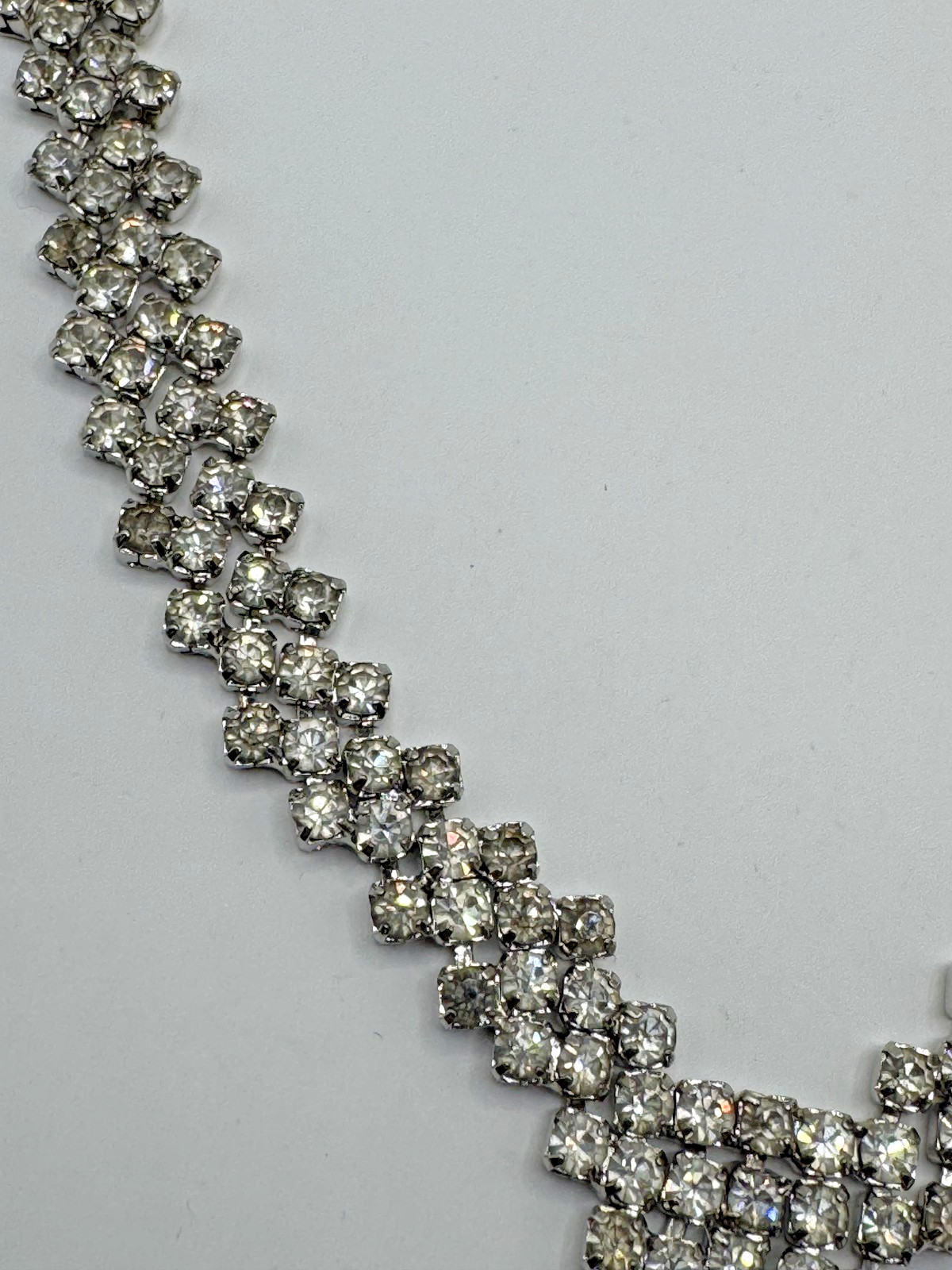 SPARKLY RHINESTONE STATEMENT NECKLACE SILVER TONE… - image 2