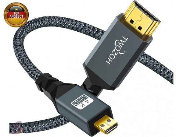Micro Hdmi Auf Hdmi Kabel 5M, High-Speed Hdmi Auf Micro Hdmi Geflochtene Schnur-image