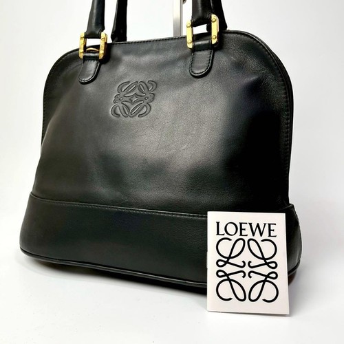 LOEWE Anagram Nappa Leather Handbag Black Top Handle Mini Boston