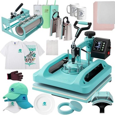 Combo 8 IN 1 T-Shirt Heat Press Transfer Machine 15''x15'' Sublimation Swing Away