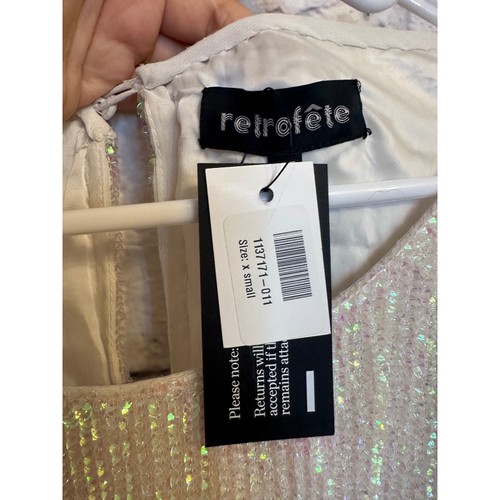 Nuevo con etiquetas Mini Vestido Retrofete Grace Terciopelo Recortado Blanco Lentejuelas Manga Larga Cinturón X - Imagen 10 de 13