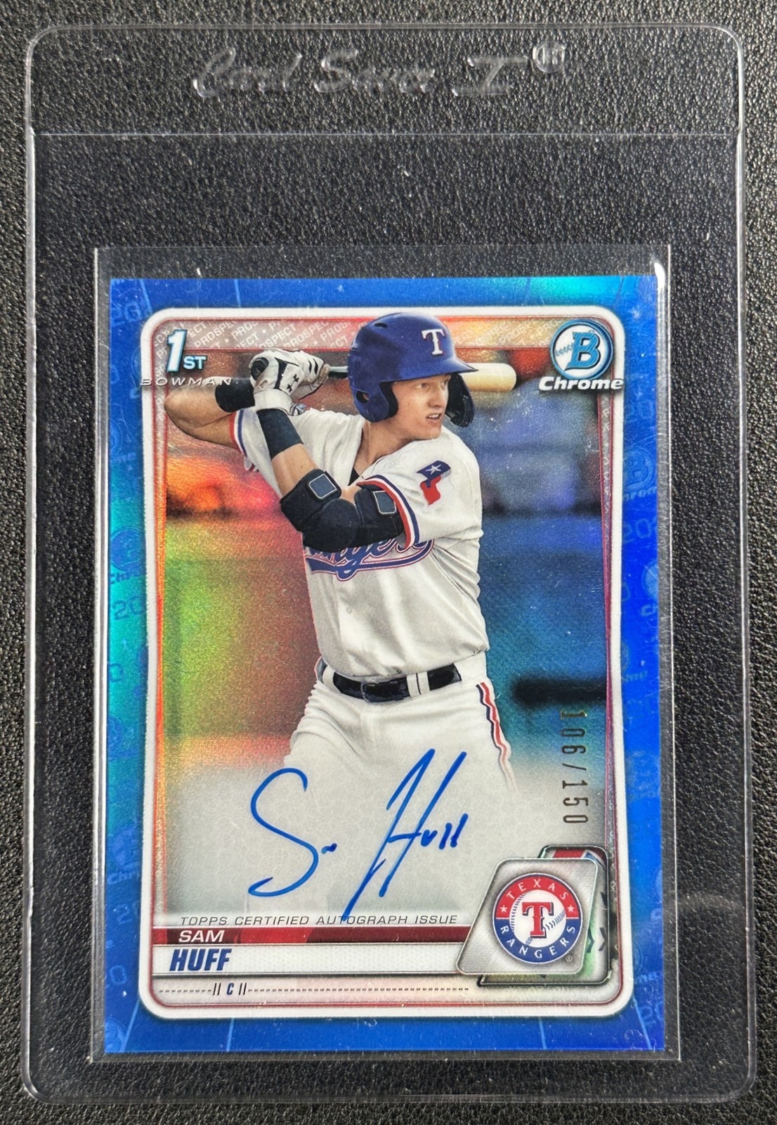 SAM HUFF 2020 BOWMAN CHROME #CPA-SH 1ST PROSPECT AUTO BLUE REFRACTOR 106/150