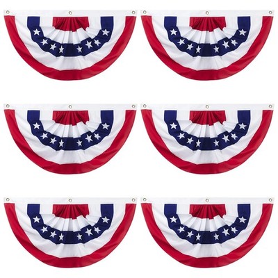3X6 FT American Pleated Fan Flag, USA Patriotic Flag Bunting Half Fan Banner ...