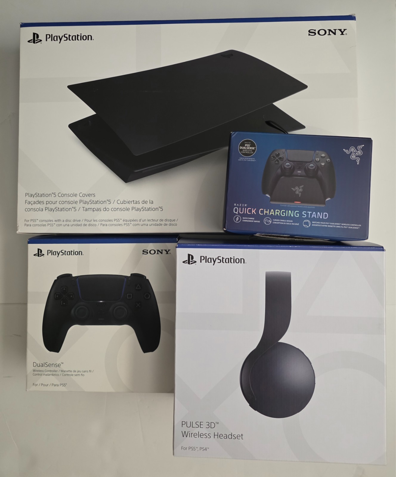 PS5 Midnight Black Bundle (console covers, wireless headset, controller)
