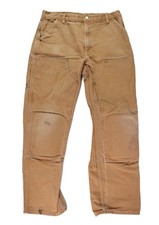 CARHARTT B01 USA Mens 34 x 29 Brown Duck Double Knee Utility Work Pants Jeans