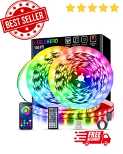 100ft Led Strip Lights RGB Music Sync Color Changing 100ft, Multicolor Leeleberd