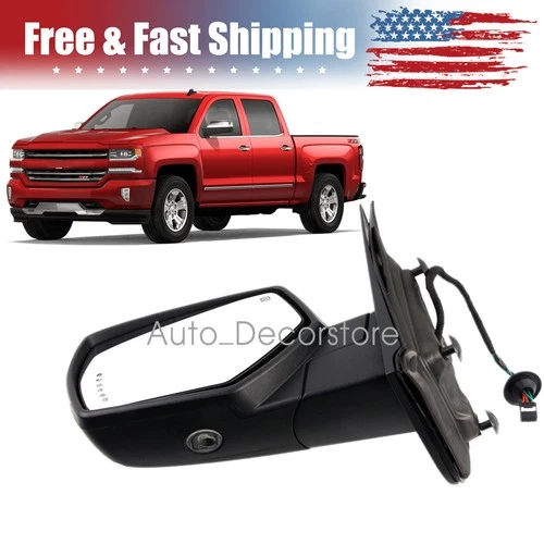 Mirror Power Folding Heated Memory Signal Puddle Chrome Left LH for GM Pickup