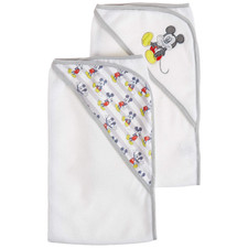 Disney Baby Mickey Mouse 2 Pack Rolled Hooded Towels on Header Card, GS71478