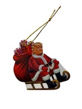 President Trump in Santa  s Sleigh Double Sided 2D Acrylic Christmas Ornament