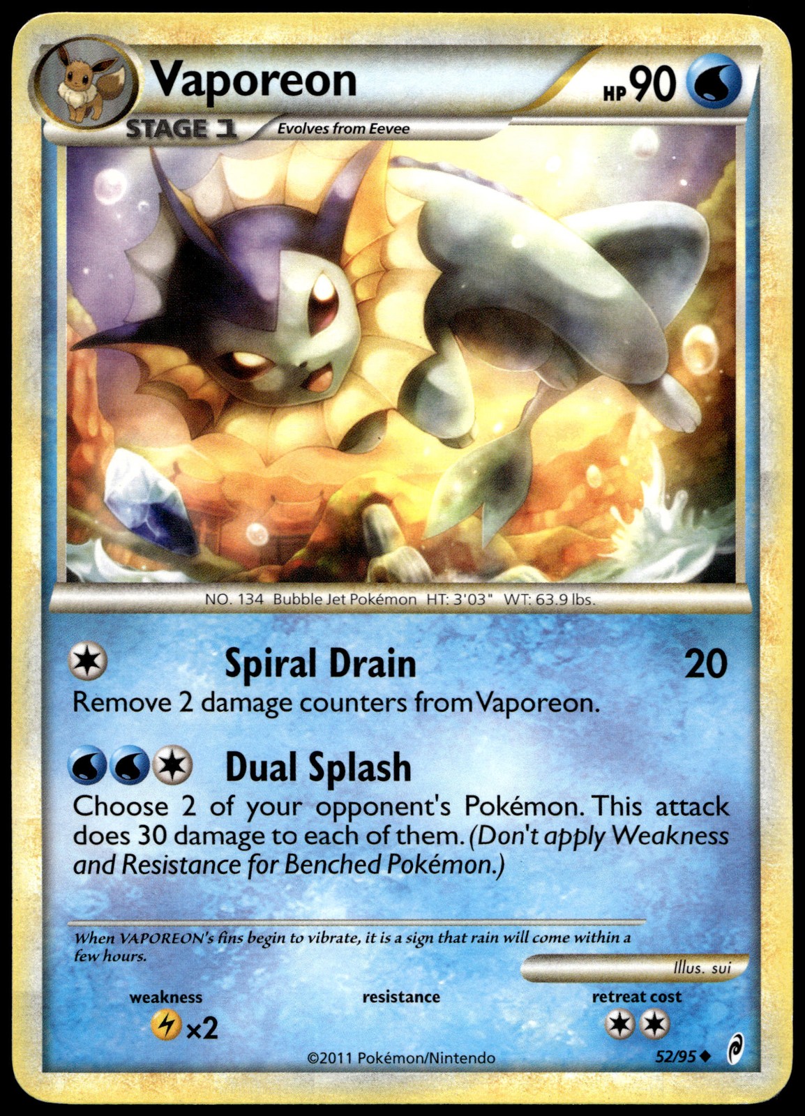 Vaporeon Uncommon Call of Legends 52/95 LP