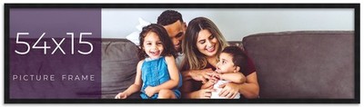54x15 Frame Black Real Wood Picture Frame Width 0.75 inches | Interior Frame Dep