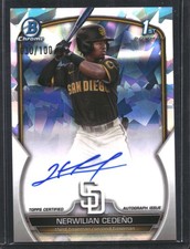 Nerwilian Cedeno 2023 Bowman 1st Auto Chrome Autograph Atomic Padres #/100