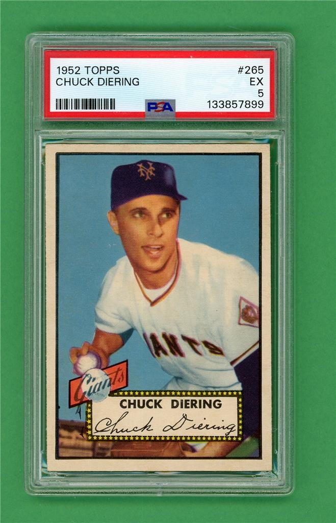 1952 Topps #265 Chuck Diering ** CENTERED ** PSA EX 5 ** NY Giants baseball card